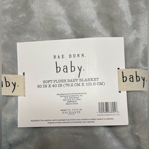 NWT Rae Dunn Snuggle Time Gray Soft Plush Baby Blanket 30”x40” - Picture 5 of 6